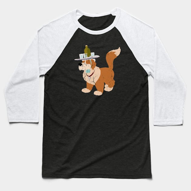 Waiter Dog Baseball T-Shirt by halodoc